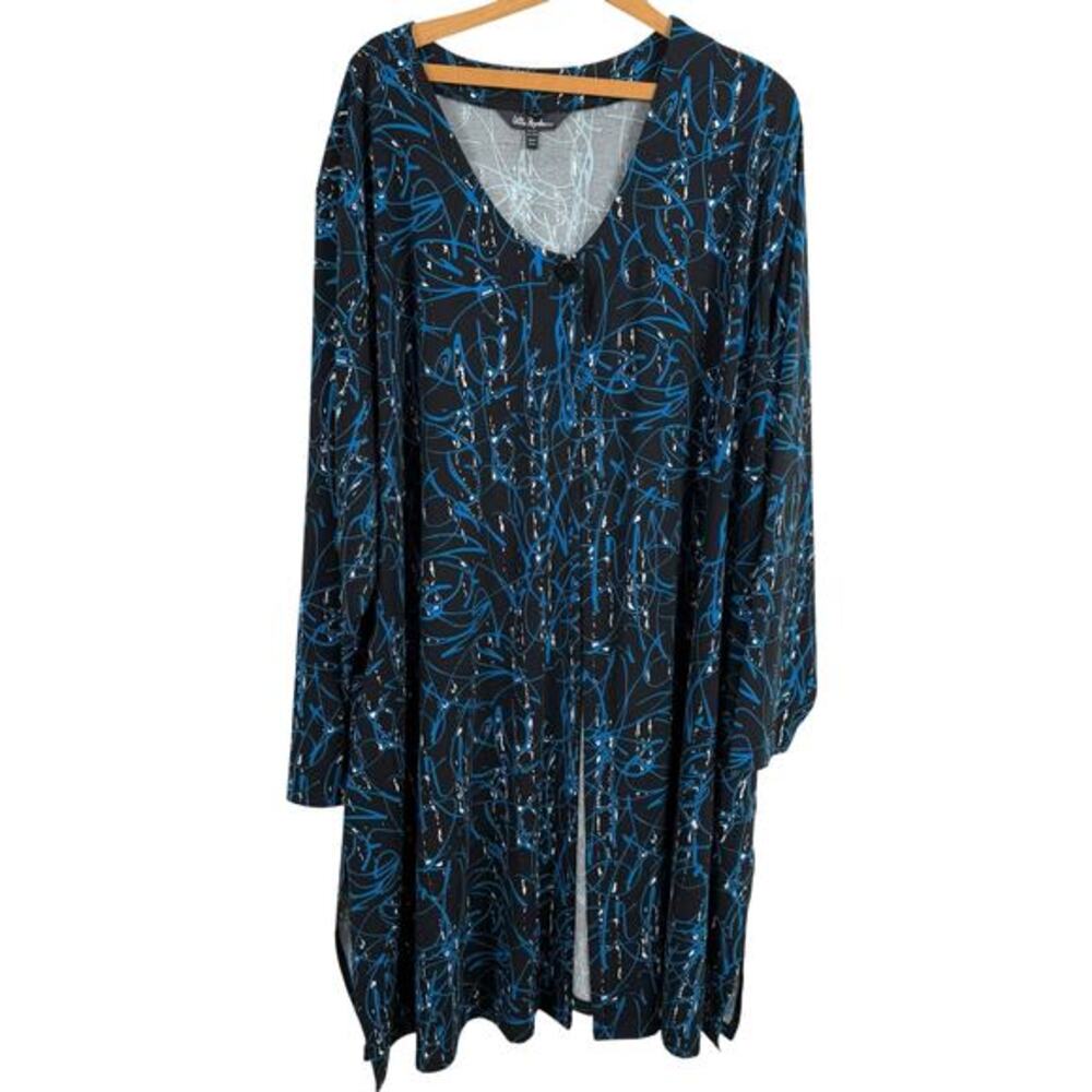Ulla‎ Popken Women Cardigan Jacket Size 32/34 Jersey Knit Abstract Artsy Teacher
